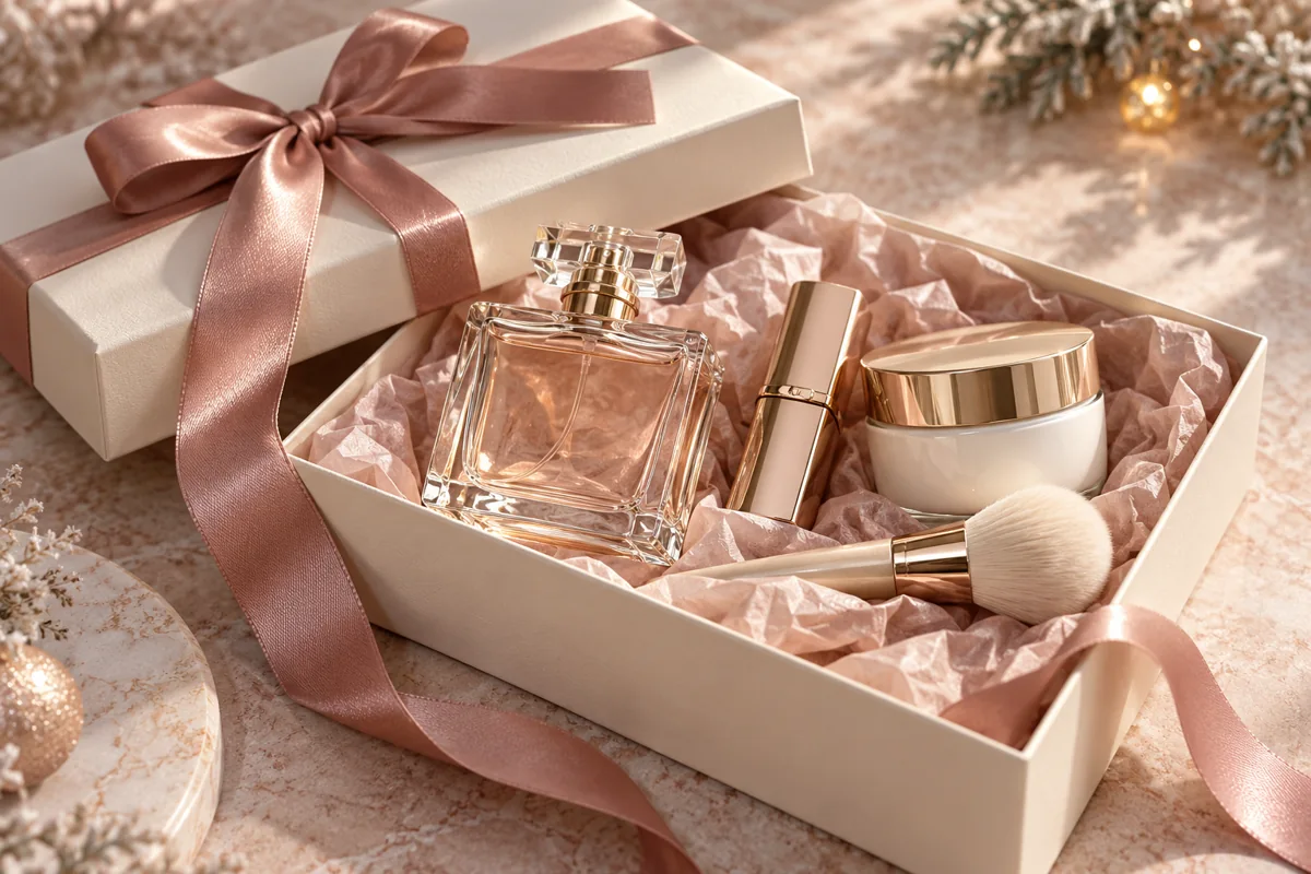 Composición editorial de regalos de Navidad para ella